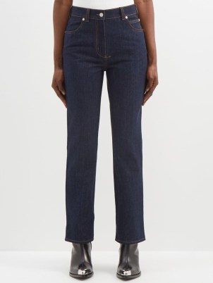 ALEXANDER MCQUEEN High-rise denim slim-leg jeans in blue ~ women’s casual designer denim fashion ~ MATCHESFASHION - flipped