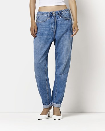 RIVER ISLAND BLUE LOW RISE TAPERED JEANS | women’s casual denim fashion - flipped