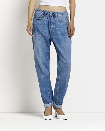 RIVER ISLAND BLUE LOW RISE TAPERED JEANS | women’s casual denim fashion