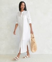 JENNI KAYNE Capri Caftan Dress in Ivory ~ chic kaftan cover up ~ linen and cotton mix poolside shirt dresses ~ minimalist style summer vacation clothes ~ effotlessly stylish clothing