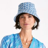 Lele Sadoughi DENIM DOT EYELET BUCKET HAT | women’s hats | womens summer accessories