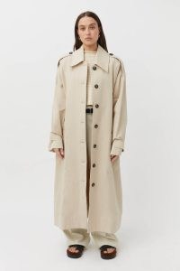 CAMILLA AND MARC Des Oversized Coat in Stone Cream | women’s longline twill cotton trench coats | shoulder epaulettes