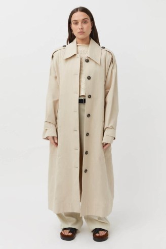 CAMILLA AND MARC Des Oversized Coat in Stone Cream | women’s longline twill cotton trench coats | shoulder epaulettes