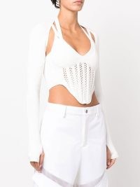 Dion Lee cropped corset top in ivory white | women’s edgy fashion | fitted bodice tops | strappy cut out clothes