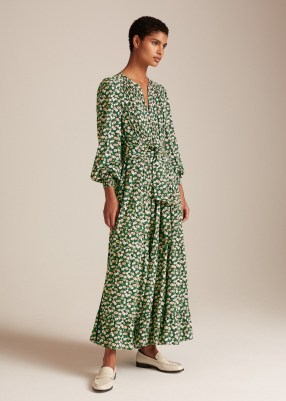 ME and EM Flower Meadow Print Tiered Maxi Dress + Belt in Pink/Green / feminine floral tie waist dresses - flipped