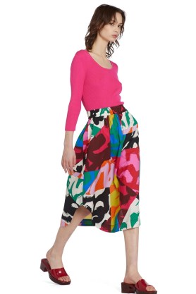 gorman CROSS ROADS SKIRT | multicoloured curved hem organic cotton midi skirts | - flipped