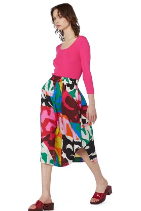 gorman CROSS ROADS SKIRT | multicoloured curved hem organic cotton midi skirts |