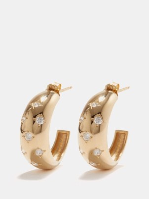 ZOË CHICCO Aura Scattered Star diamond & 14kt gold earrings | luxe hoops studded with diamonds - flipped