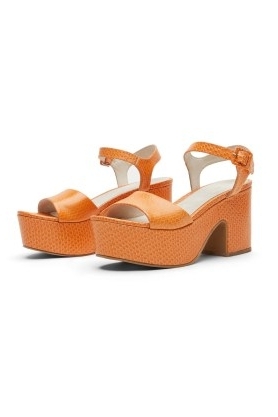 gorman SUNNY PLATFORM in Tan | chunky block heel snake effect platforms | women’s retro inspired sandals - flipped