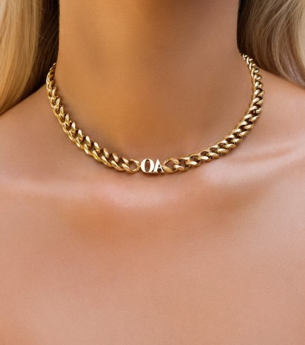 Abbott Lyon Initial Choker | gold plated chain chokers personalised with initials | contemporary initial jewellery - flipped