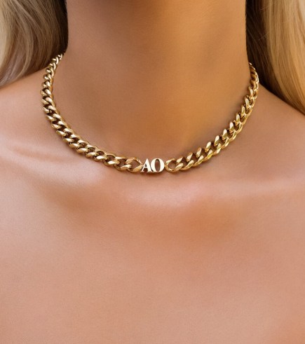 Abbott Lyon Initial Choker | gold plated chain chokers personalised with initials | contemporary initial jewellery