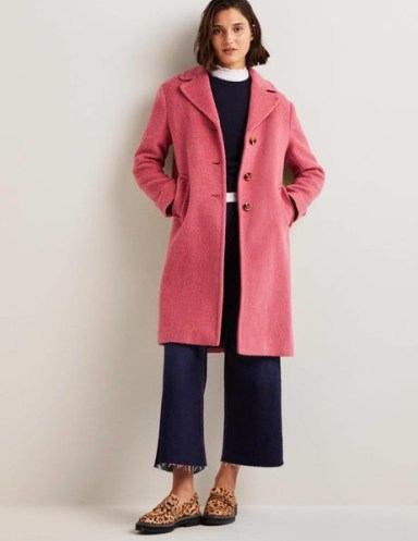 Boden Italian Wool Collared Coat Dusty Red ~ women’s pink winter coats ~ feminine colours for womens outerwear