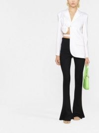 Jacquemus Baccala asymmetric cropped blazer in white – women’s edgy evening fashion – womens contemporary occasion jackets – farfetch
