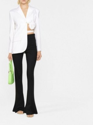 Jacquemus Baccala asymmetric cropped blazer in white – women’s edgy evening fashion – womens contemporary occasion jackets – farfetch - flipped