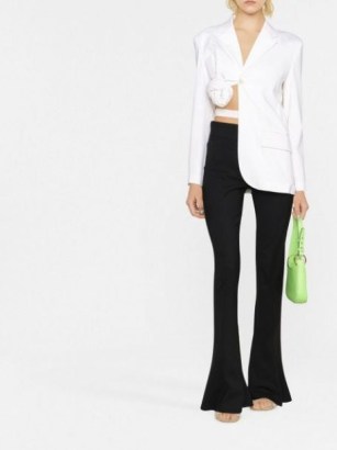 Jacquemus Baccala asymmetric cropped blazer in white – women’s edgy evening fashion – womens contemporary occasion jackets – farfetch