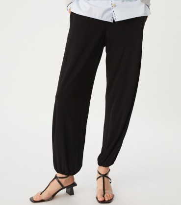 Tory Burch JERSEY ANKLE PANT in Black / women’s cuffed trousers / womens chic sportswear inspired fashion - flipped