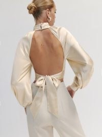 Reformation Julia Silk Top in Ivory ~ chic open back tops ~ luxe tie detail blouses