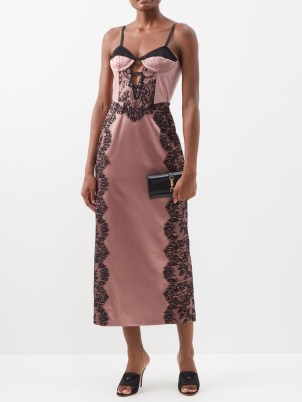 GUCCI Lace-trimmed duchesse-silk dress in pink ~ sleeveless bust cup cut out detail occasion dresses ~ luxe designer event fashion