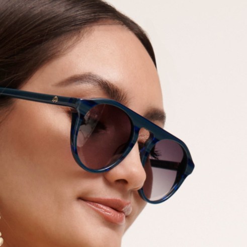 Lele Sadoughi LISBON BLUE COURTSIDE SUNGLASSES | women’s sporty style summer eyewear - flipped