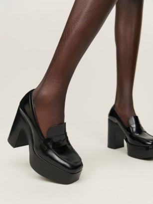 Reformation Lolita Platform Loafer in black / chunky square toe loafers / block heel platforms / retro shoes