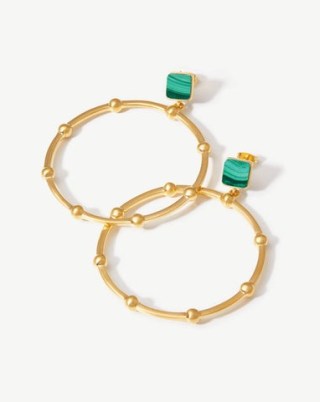 Jennifer Lopez green stone drop hoops, Missoma Lucy Williams Malachite Hoop Earrings, on the island of Capri, Italy, 31 July 2022 | celebrity jewellery