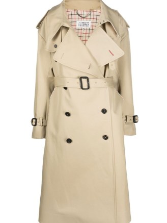 Maison Margiela belted-waistband trench coat in light beige | women’s designer autumn coats | FARFETCH | womens classic outerwear
