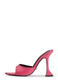 TONY BIANCO Marcel Acid Pink 10.5cm Heels – flared heel leather mules – pointed toe mule sandals