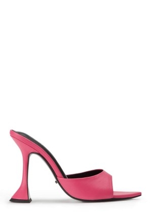 TONY BIANCO Marcel Acid Pink 10.5cm Heels – flared heel leather mules – pointed toe mule sandals - flipped