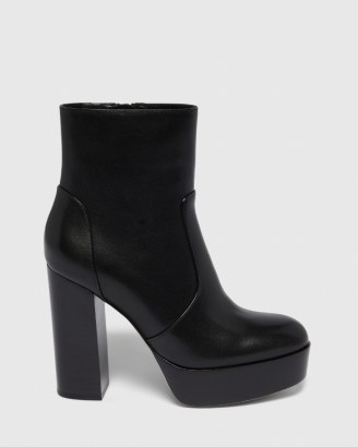 PAIGE Maren Boot Black Leather | chunky block heel platform boots | women’s retro style footwear | autumn platforms