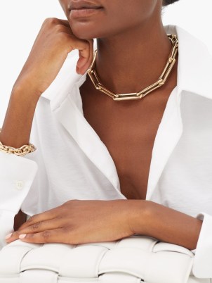 LAUREN RUBINSKI Link-chain 14kt gold choker – luxe chunky chains – luxury chokers – womens fin e jewellery – matchesfashion