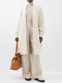 CO Oversized longline wool-blend cardigan in ivory ~ women’s chunky open front cardigans ~ chic neutral knits ~ MATCHESFASHION