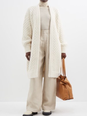 CO Oversized longline wool-blend cardigan in ivory ~ women’s chunky open front cardigans ~ chic neutral knits ~ MATCHESFASHION - flipped