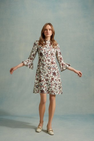 jane ODESSA TUNIC DRESS ~ floral vintage style dresses ~ flared cuffs ~ lightweight fluid fabric fashion - flipped