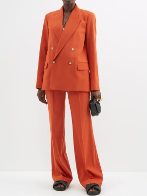 JOSEPH Jaden double-breasted stretch-wool suit jacket in orange / women’s boxy blazers - flipped
