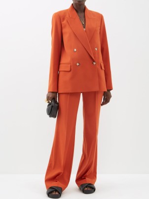JOSEPH Jaden double-breasted stretch-wool suit jacket in orange / women’s boxy blazers
