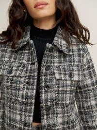 Reformation Peggy Cropped Jacket Black Tweed ~ textured crop hem jackets