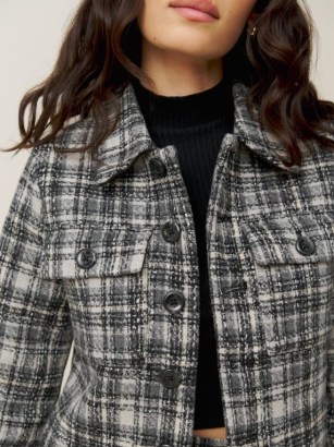 Reformation Peggy Cropped Jacket Black Tweed ~ textured crop hem jackets - flipped