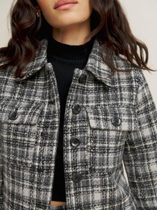 Reformation Peggy Cropped Jacket Black Tweed ~ textured crop hem jackets