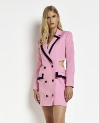 RIVER ISLAND PINK CUT OUT MINI BLAZER DRESS ~ cutout jacket style evening dresses ~ on-trend going out fashion