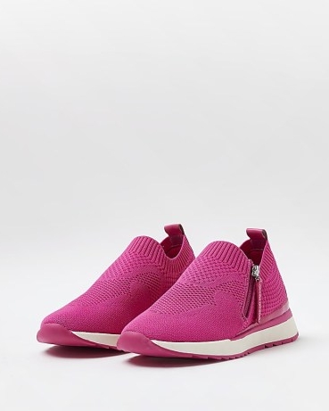 RIVER ISLAND PINK KNITTED RUNNER TRAINERS