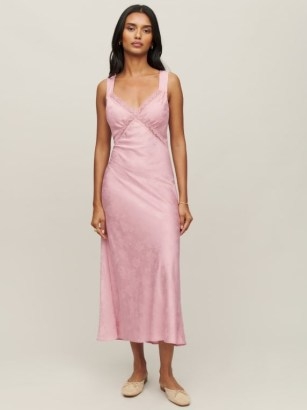 Reformation Provence Dress in pink ~ lace trimmed slip dresses - flipped