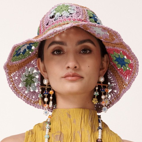Lele Sadoughi RAINBOW CROCHET BUCKET HAT / women’s floral hats