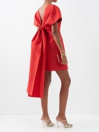 CAROLINA HERRERA Back-bow silk-gabardine mini dress in red ~ chic occasion dresses with statement bows ~ women’s designer event wear ~ MATCHESFASHION