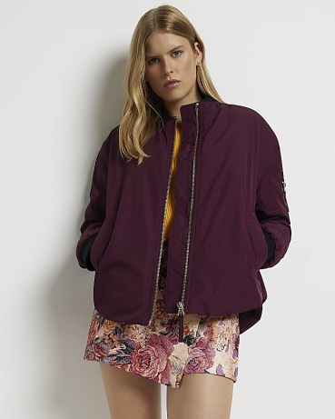 RIVER ISLAND RED BOMBER JACKET | casual zip front jackets | colours for autumn outerwear
