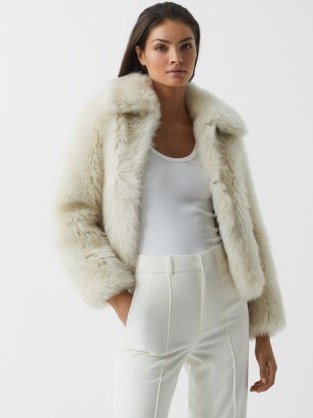 REISS CAITLIN SHORT SHEARLING JACKET CREAM ~ women’s luxe winter outerwear ~ womens plush jackets ~ glamorous looks - flipped