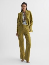 REISS IRIS DOUBLE BREASTED WOOL BLEND BLAZER GREEN ~ smart workwear jackets ~ autumn blazers