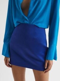 Reiss REI A-LINE MINI SKIRT BLUE | women’s minimalist short length skirts