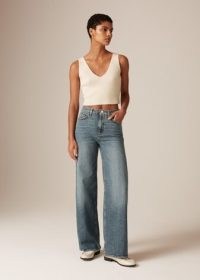 ME and EM Relaxed Straight Leg Jean in Used Blue | womens denim jeans