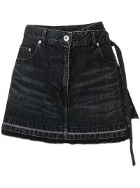 sacai denim mini shorts in black