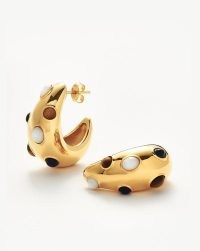 MISSOMA Savi Dome Medium Gemstone Hoop Earrings 18ct Gold Plated, Multi | chic chunky hoops